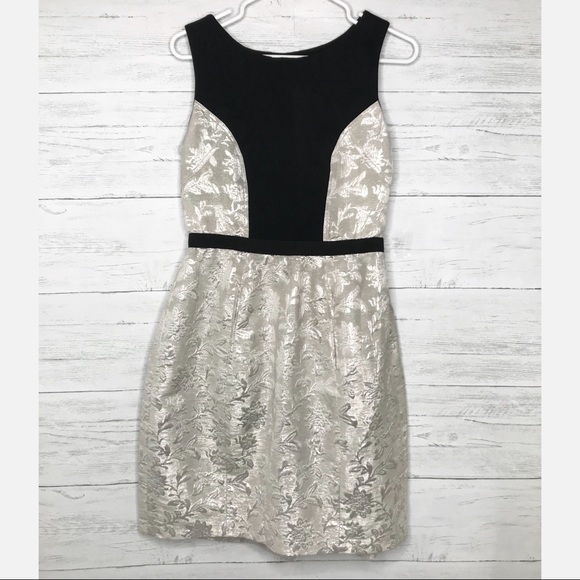 Yoana Baraschi Dresses & Skirts - Yoana Baraschi Black Beige Floral Metallic Dress